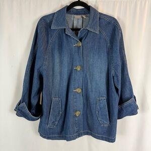 Chico's Blue Denim Jean Jacket lightweight size:3